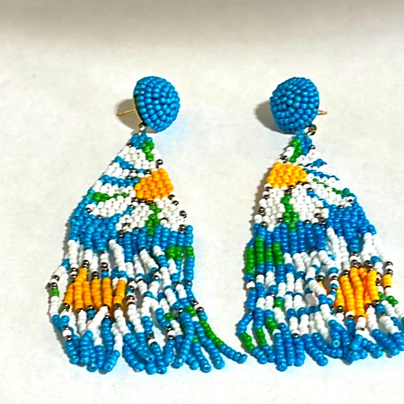 🌼🎉Amelia Beaded Fringe Earrings - Picture 1 of 1